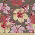 thumbnail image 2 of Ambesonne Flowers Fabric by the Yard Upholstery, Tropical Pinkish Blossoms, 1 Yard, Multicolor, 2 of 5
