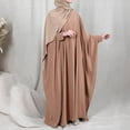 thumbnail image 5 of Muslim Women Batwing Abaya Dress Front Zipper Kaftan Islamic Maxi Dress Middle East Robe, 5 of 5