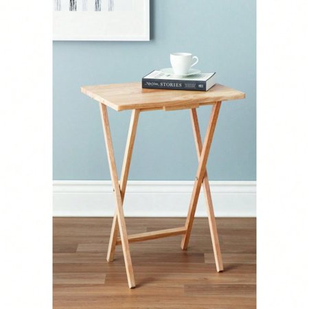 Natural Color Single Folding TV Tray Table - 19x15x26 Inches, Suitable For Living Room And Bedroom