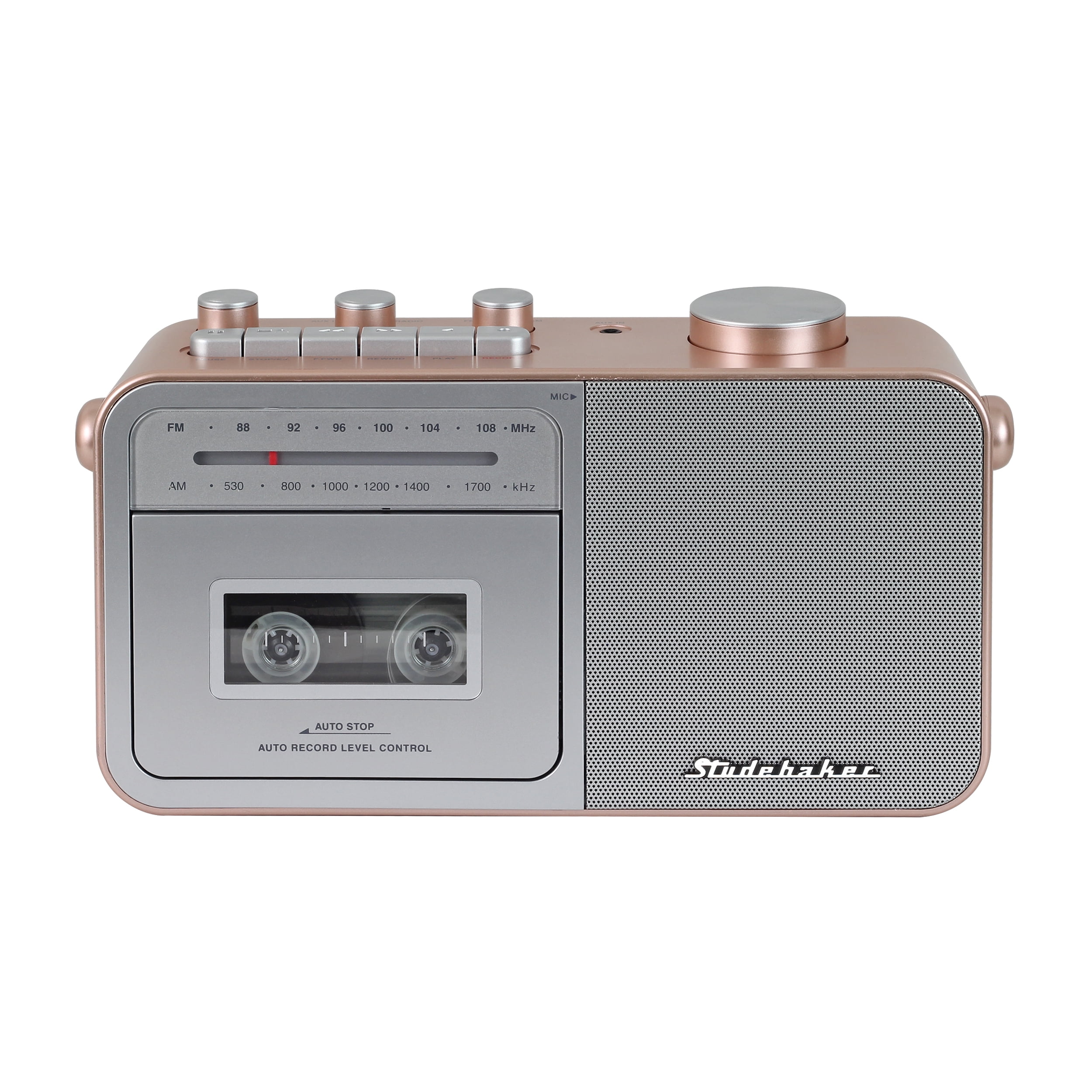 Studebaker SB2130RG AM/FM Portable Cassette Player/Recorder, Rose Gold