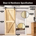 thumbnail image 2 of Homacer 5-in-1 40in x 84in Pine Wood Frame Barn Door with 7ft Long Flat Track, Classic Design Roller Installation Hardware Kit Including Door Handle and Soft Close，, Interior Use Only, 2 of 8