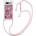 thumbnail image 4 of Long Crossbody Lanyard Clear Case for Google Pixel 7a with Adjustable Neck Strap, Glitter Sparkly Bling Quicksand Phone Cover Cases for Google Pixel 7a QKG Rose Gold, 4 of 14