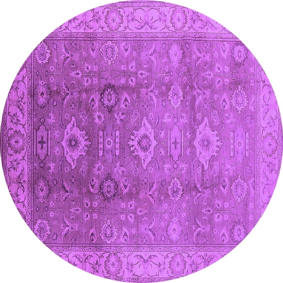 Ahgly Company Indoor Round Oriental Purple Traditional Area Rugs, 3' Round