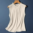 thumbnail image 4 of QHFBli Womens Silk Satin Tank Tops Business Casual Ruffle Trim Neck Sleeveless Summer Blouses Shirts, 4 of 5