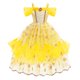 thumbnail image 4 of Disney-vestido de princesa Bella para niña, vestido de baile Floral, disfraz de Bella y La Bestia, fiesta de Halloween, 4 of 5