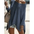 thumbnail image 1 of Plus Size Casual Sweater Women's Solid Long Sleeve Cold One Shoulder Split Pullover, 1 of 10