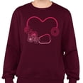 thumbnail image 2 of Heart Flowers Stethoscope Sweatshirt Unisex Medium Maroon, 2 of 5