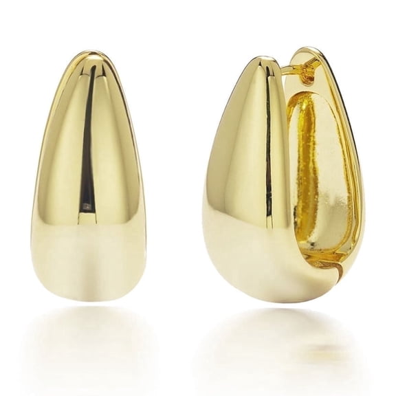 Cate & Chloe Salma 18k Yellow Gold Plated 16mm U-Shaped Hoop Earrings for Women, Gift for Her