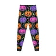 thumbnail image 5 of UAYOTSE Children Halloween Pumpkin Face Pajama Set, Long‑Sleeve Crew Neck Top with Colorful Jack‑o‑Lantern Print and Cuffed Pants Size 5-6 Years, 5 of 9