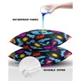 thumbnail image 4 of Pack of 2 Outdoor Pillow Covers, Sports Theme Bowling Ball Stars Black Waterproof Square Throw Pillowcase Cushion Decorative Pillow Covers for Couch Patio Tent, 18x18 in, 4 of 6