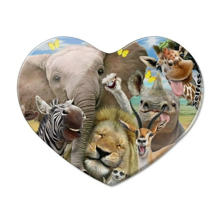

Africa Animals Selfie Giraffe Elephant Lion Zebra Heart Acrylic Fridge Refrigerator Magnet