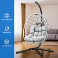 thumbnail image 5 of Uforic Egg Chair Swing Hanging Outdoor Wicker Hammock Chairs Indoor with Steel Stand UV Resistant Cushion 330lbs for Patio, Bedroom, Garden and Balcony - Gray, 5 of 6
