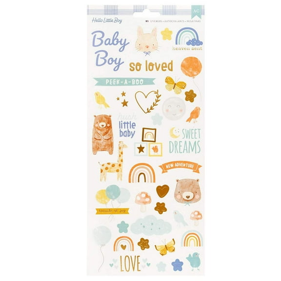 American Crafts Cardstock Stickers 6"X12" 91/Pkg-Hello Little Boy