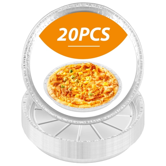 Xiyztok 20 Pack 8 inch Pizza Pans, Disposable Aluminum Bakeware Trays - Round for Kitchen Home Holiday Activity