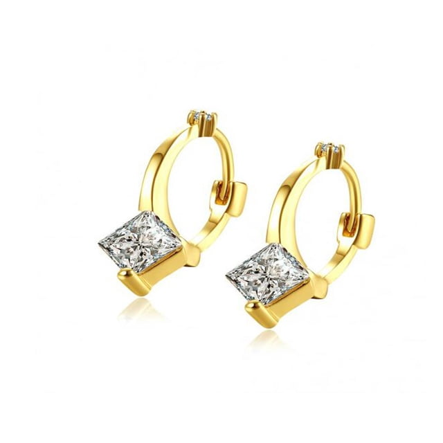 Ocean Heart; Aretes OH16-879; oro amarillo con cristal corte diamante en color blanco. Ocean Heart Aretes OH16-879