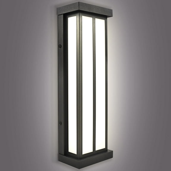 Luxrite LED Outdoor Wall Sconce, 16in Outdoor Wall Light, Black Aluminum, 3CCT 3000K 4000K 5000K, 15W, ETL Listed, IP65