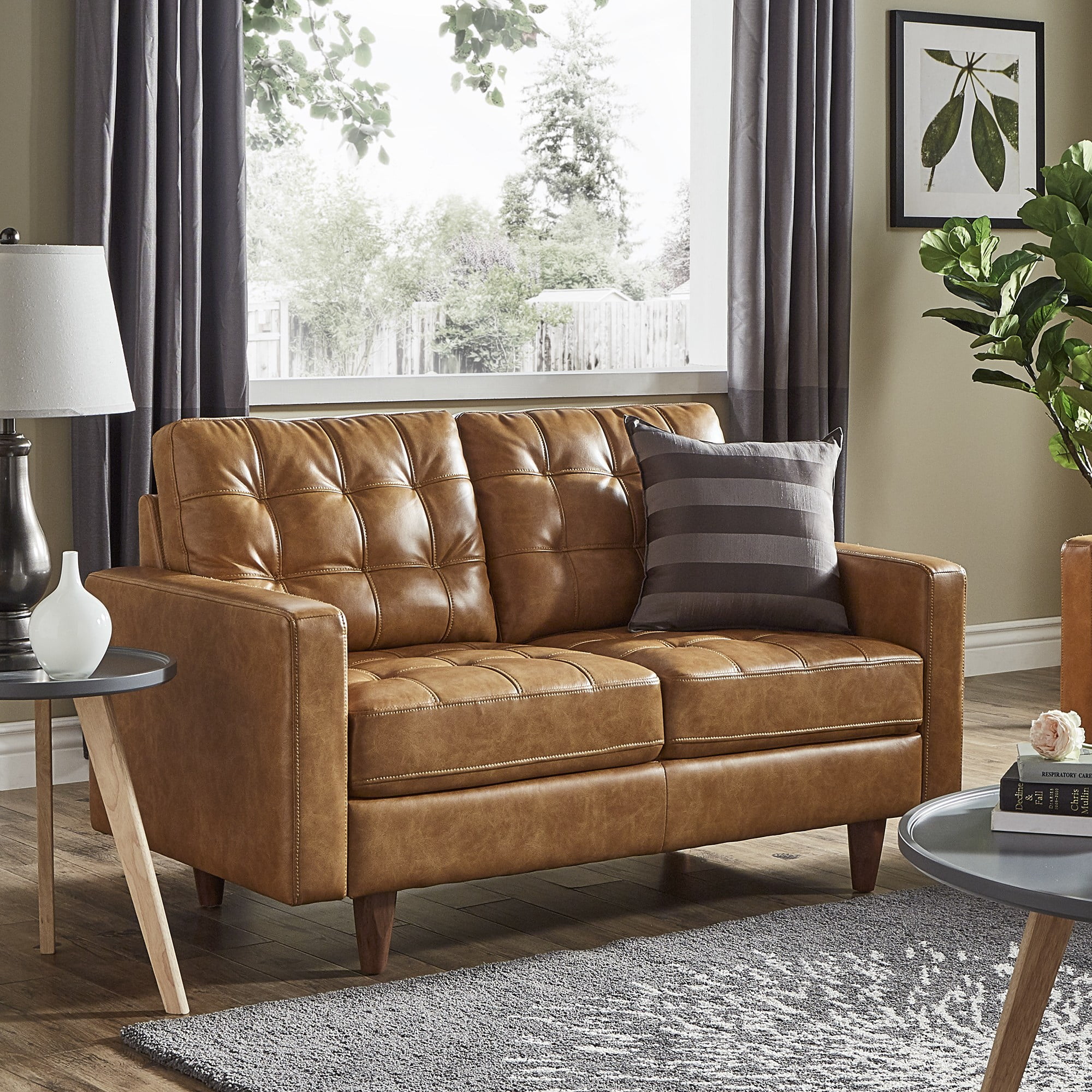 Inspire Q Odin Caramel Leatr Gel Sofa By Modern