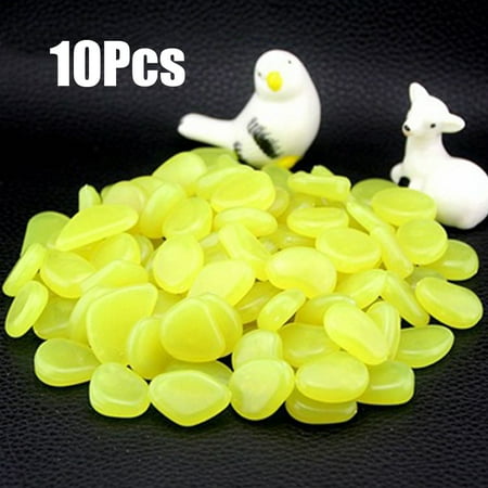 Wooden Walkways For Garden 10pcs Glow in the Dark Garden Pebbles for Walkways Aquarium Decor Plants Luminous Stones ()