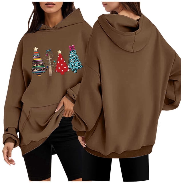 WEAIXIMIUNG Robe Chandail en Molleton avec Poches Maxi Mode Décontractée Ample Imprimé Sport Chandail à Capuchon Chandail à Capuchon