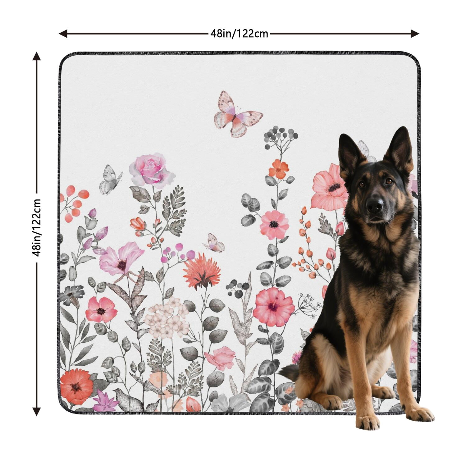 Jumbo 48x48 Inch Reusable Puppy Training Pads 2-Count, Super Absorbent Washable Dog Training Mats, Leakproof & Skid-Resistant for Hardwood Floors, Floral