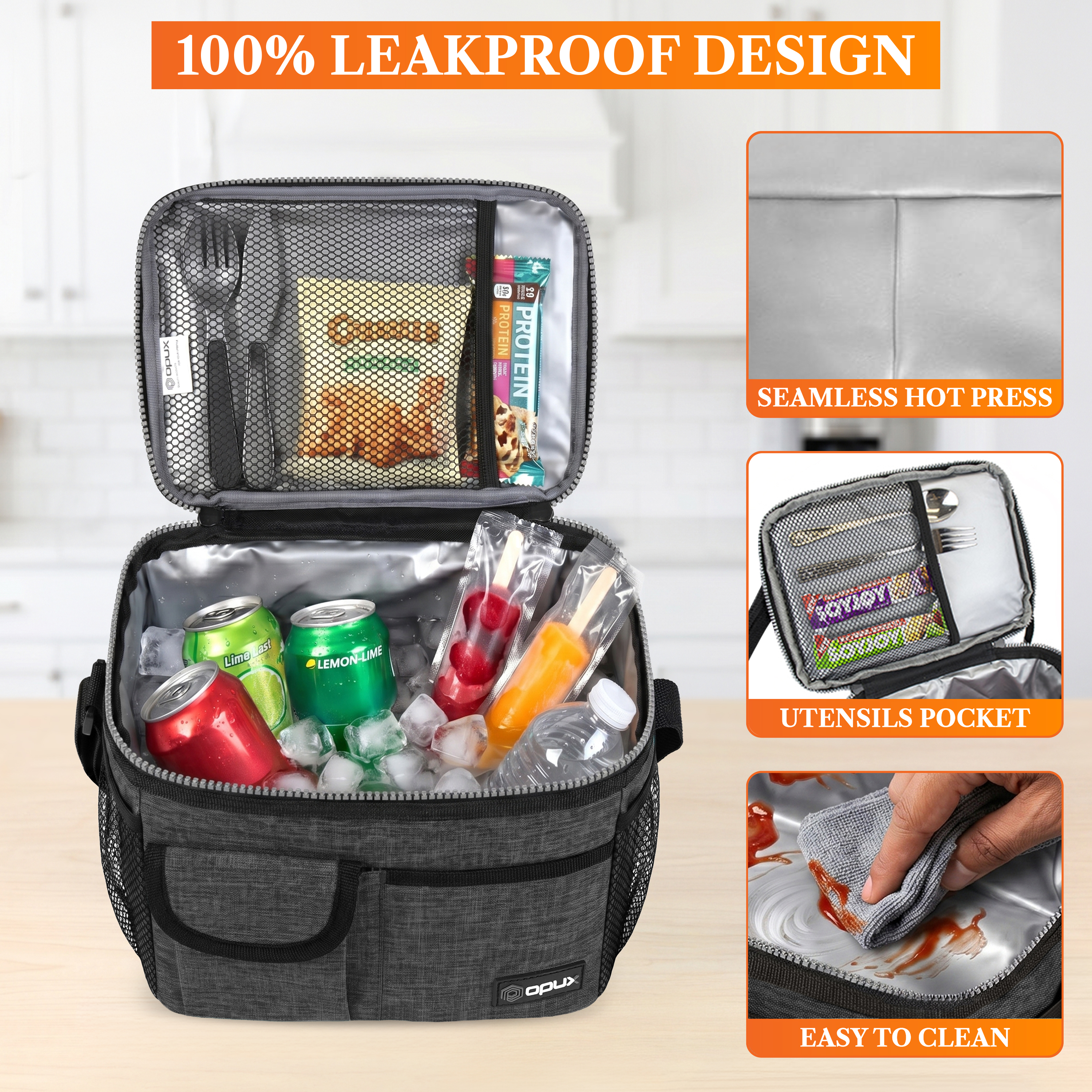 OPUX Insulated Lunch Box, Charcoal photo 4