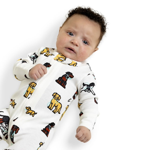 M+A by Monica + Andy Organic Cotton Gender Neutral Long Sleeve Baby One-Piece Pajama, Sizes Newborn - 24 Months