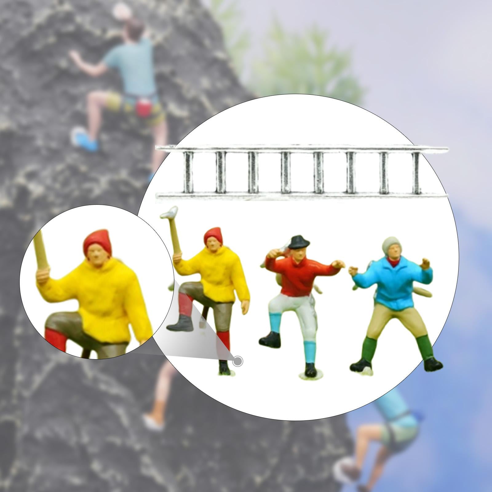 LeeQinersw 3 Pieces 1/64 Miniature Figures Mountain Climbing Ornaments for Collectibles