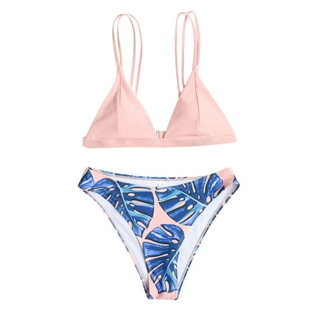 

VKEKIEO One-Piece Swimsuit Sport Bra Style Padded Pink L