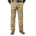 thumbnail image 1 of RXIRUCGD Men's Solid Color Pocket Workwear Pantscasual Straight Leg Pants, Khaki, Size: 4XL, 1 of 6