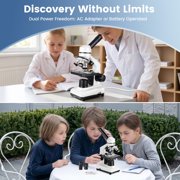 Herwicm 40X-2500X Compound Lab Microscope for Adults and Students, High-Power Biological Microscope with Smartphone Adapter and Prepared Slides Kit, Stem Kit for School Lab and Home Education