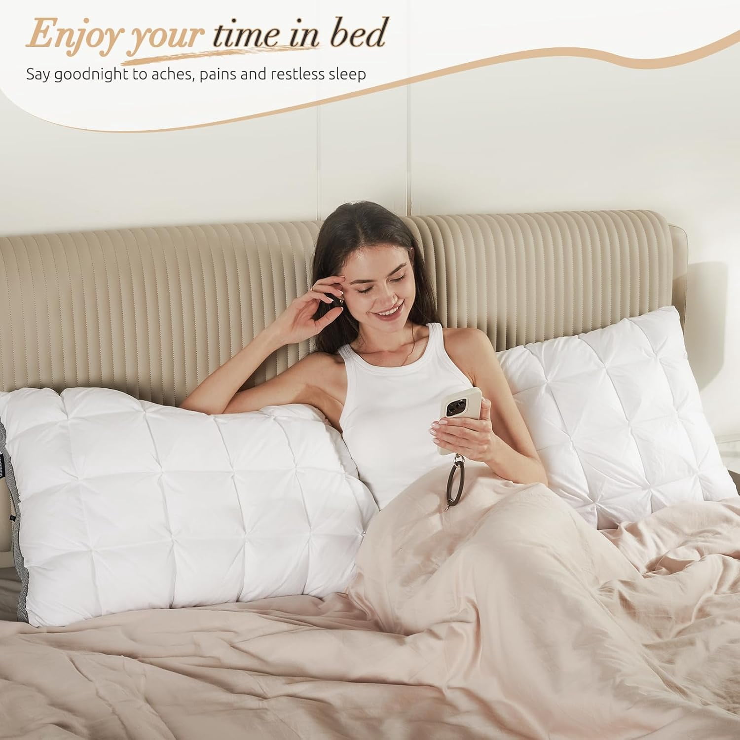 Hotel Cervical Pillow for Sleeping – Ergonomic Contour Neck Support Bed Pillow, Fluffy and Supportive for Side, Back & Stomach Sleepers