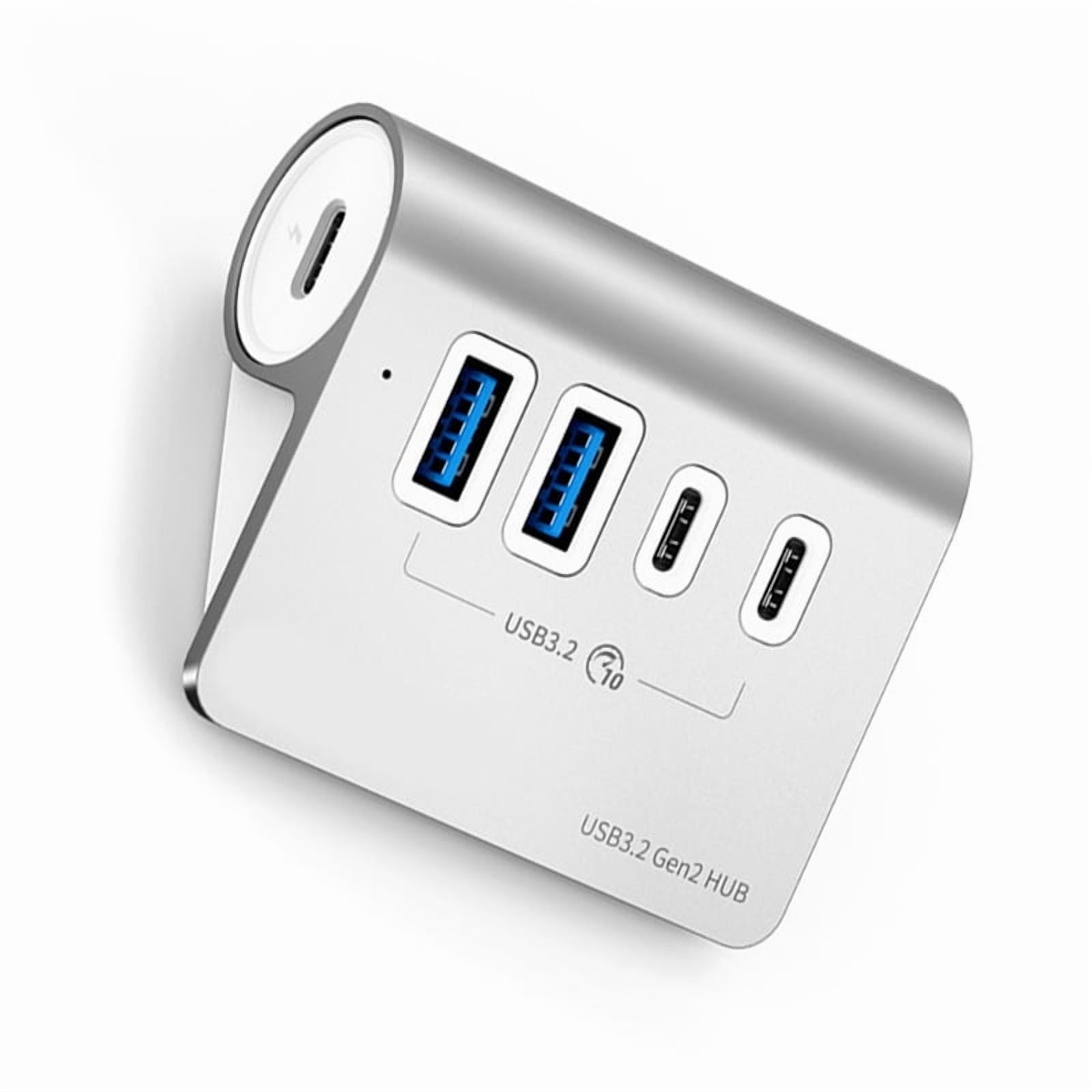 10Gbps USB 3.2 Hub Aluminum Powered PD60W Charging Type C Splitter with Power Adapter for PC Accessories