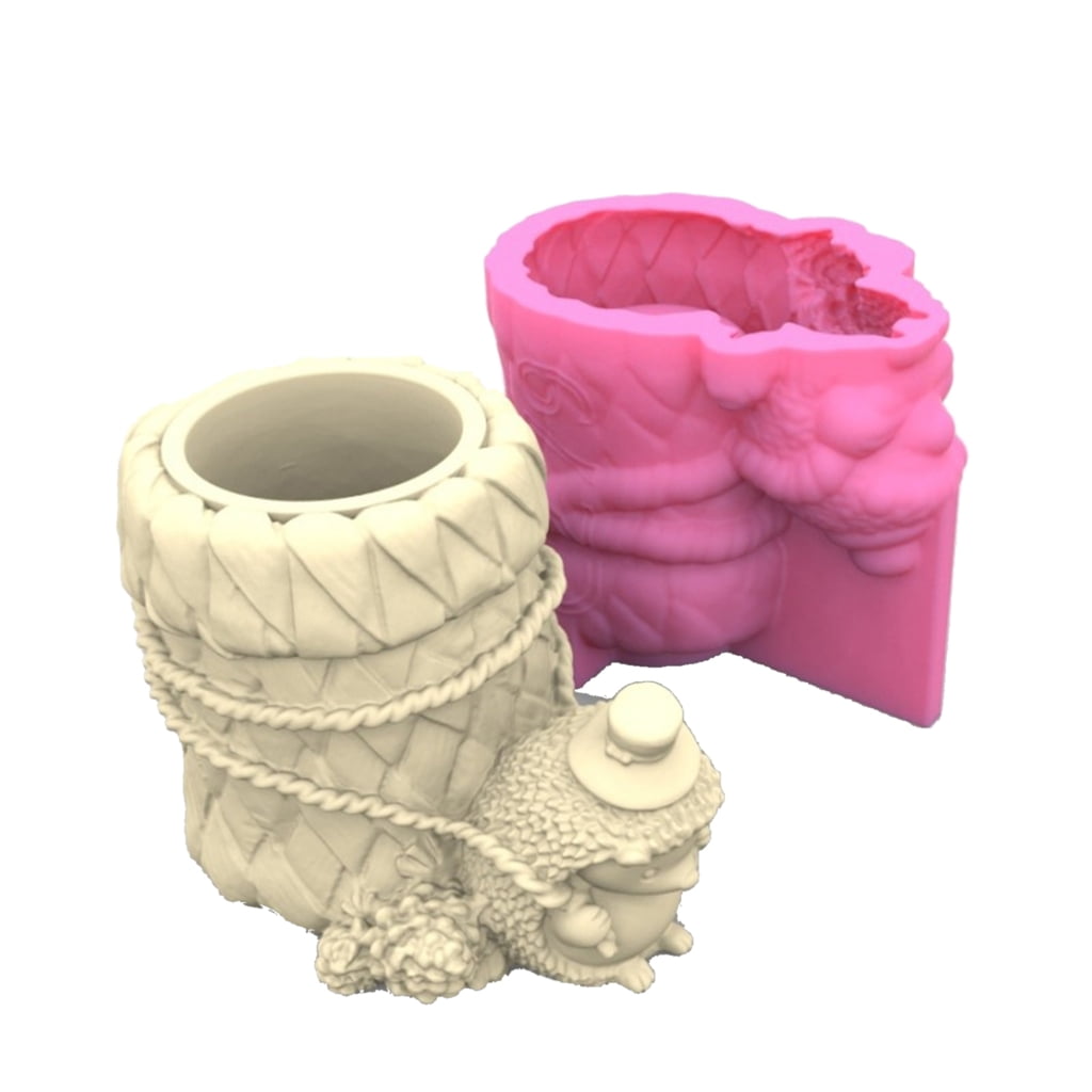 Geemin 3D Brush Pot Silicone Soap Molds Candle Molds Hedgehog Clay Mould Cake Mold