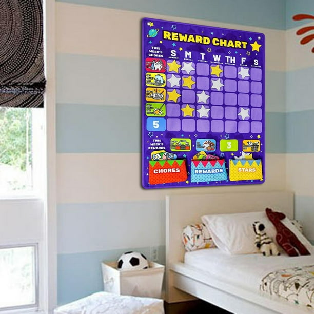 Tabla De Recompensas Infantil Con Forma De Estrella – 30 Pegatinas + Soporte De Madera – Motivador Para Clase Y Casa