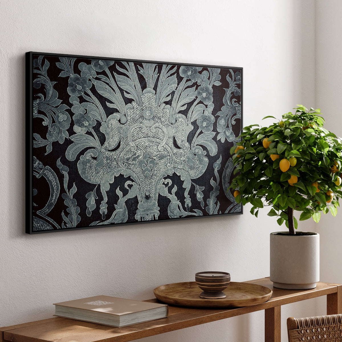 Vintage Abstract Print-XXVI Framed in Black Wood Gallery Wrapped Canvas 17 in. x 25 in.