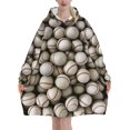 thumbnail image 1 of Baseball Print Oversized Blanket Hoodie, Wearable Blanket Adult For Women Men And Teenager, Super Soft Warm Flannel Fluffy Hooded Blankets Sweatshirt With Big Pocket, 1 of 8
