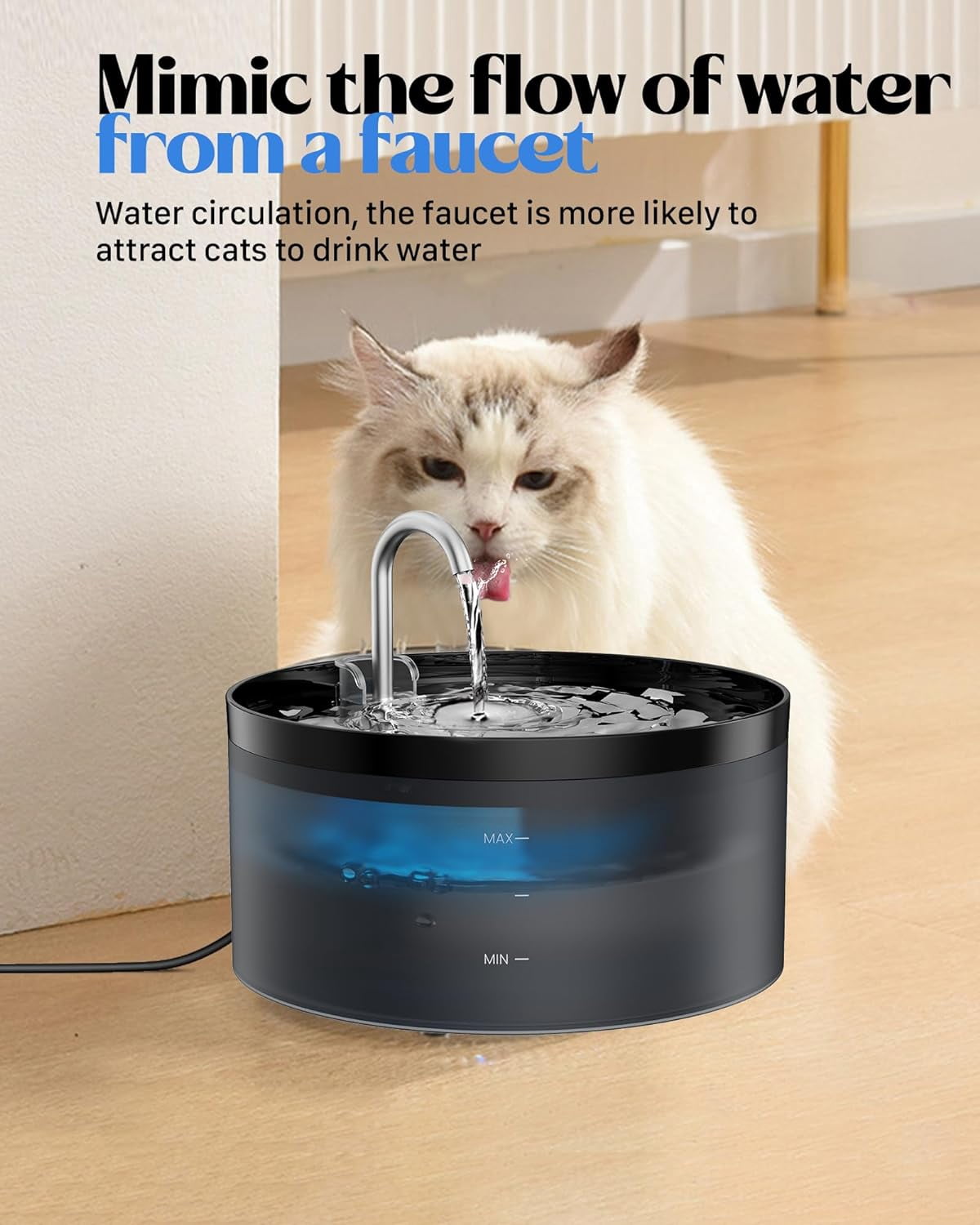 Large 3.2L Pet Water Fountain for Cats Indoors with 6 Filters & 3 Sponges