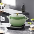 thumbnail image 5 of 6 quart cast iron dutch oven pot with lid,enameled cast iron dutch oven,featuring pot lid and heat-resistant double handles, perfect for baking, grilling, stewing, and cooking.Green, 5 of 11