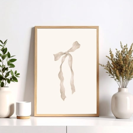 Neutral Vintage Bow Girls Nursery Unframed Paper Print