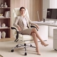 thumbnail image 6 of Vyrox Home Office Chair, High Back Executive Leather Desk Chair with Arms, Ergonomic Adjustable Swivel Computer Chair,White, 6 of 6