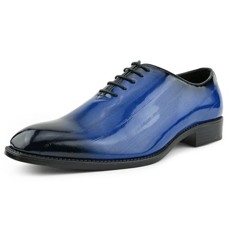 

Bolano Mens Classic Oxford Lace Up Block Heel Dress Shoes Royal Size 9
