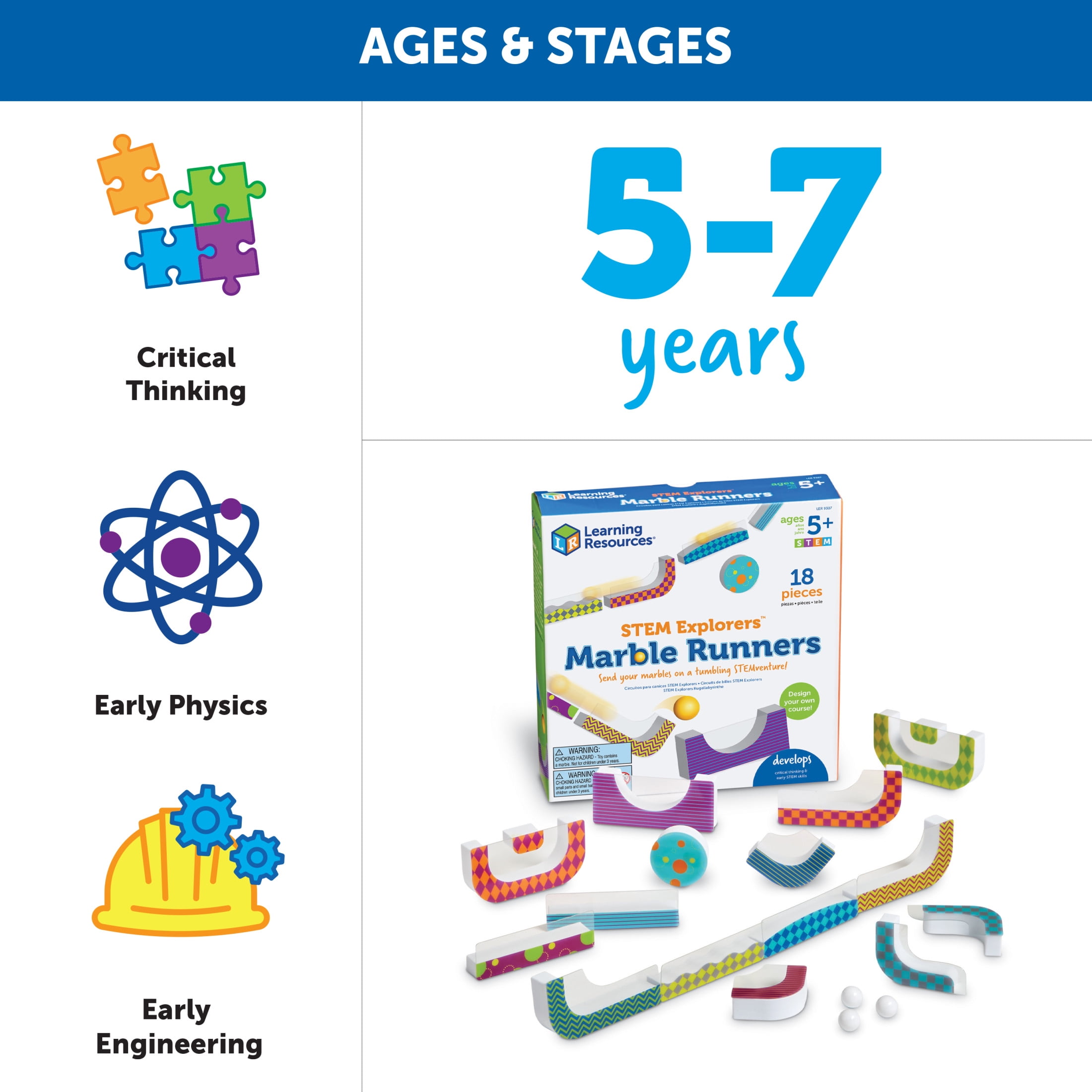 Learning Resources STEM Explorers Marble Runners  Elementary Level Educational Building Set Ages 5 and up