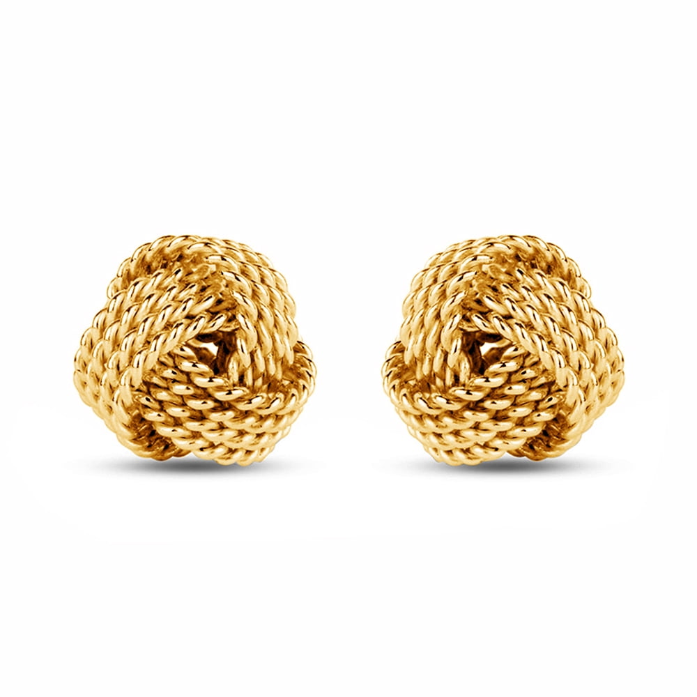 LeCalla 925 Sterling Silver Light-Weight Yellow-Gold Plated Italian Design Love Knot Stud Earrings for Women and Teen 10MM