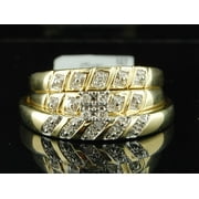 JFL DIAMONDS & TIMEPIECES 10K Mens Ladies Yellow Gold Diamond Engagement Ring Wedding Band Trio Bridal Set
