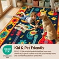 thumbnail image 4 of Design&I 3'x5' Washable Area Rug Low Profile & Durable Daily Traffic Ready Hawaii Guitar Musical Tiki Wave Border Hibiscus Motifs Luau Party for Home Office, Hallway, 4 of 7