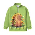 thumbnail image 5 of Xoenoiee Capybara Sunflower Heart Print Sweatshirts for Girls Kids Xmas Quarter Half Zip Pullover Fall Fashion 2025 Stand Collar Workout Hoodies Winter Clothes, Size 7-8 Years, 5 of 7