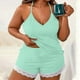 thumbnail image 4 of Conjunto de pijama con ribetes de encaje para mujer talla grande: camiseta sin mangas y pantalones cortos, ajuste regulable para una comodidad relajada, 4 of 6