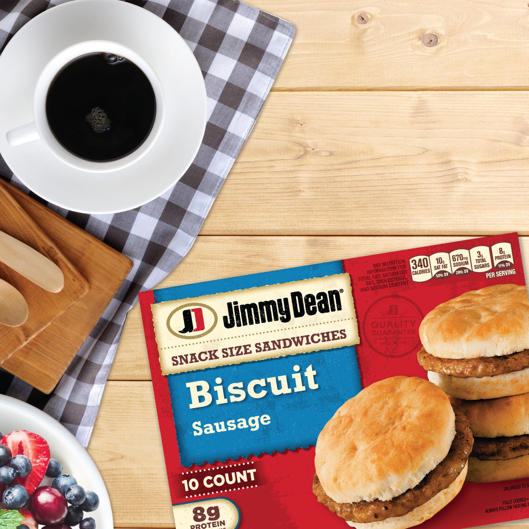 Jimmy Dean Frozen Breakfast Sandwiches, Snack Size Sausage Biscuit, 17 oz, 10 Count
