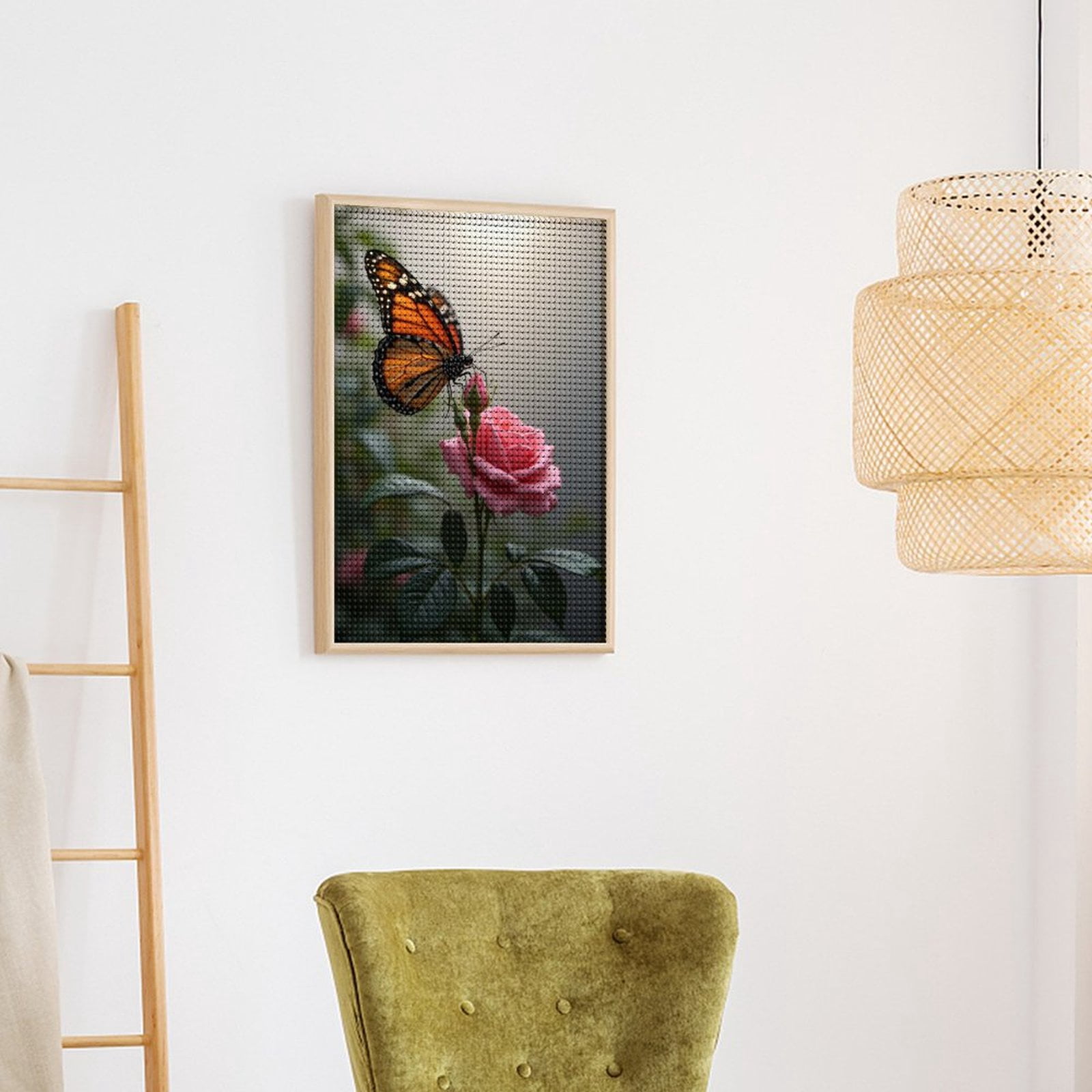 Diamond Art Kits for Adults - Butterfly Rose Sunlight Bloom 5d Diamond Painting for Adults, Diamond Art for Adults Beginners, Frameless Diamond Painting Kits for Adults for Home Wall Decor