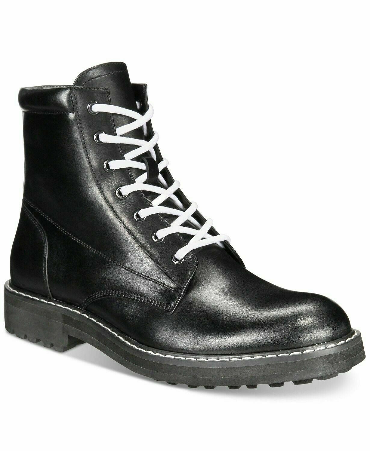 INC International Concepts Mens Womens Ivan Lace-up Boot Leather Round Toe Ankle inc-mens-10003185400-blk-8m-  main image 2